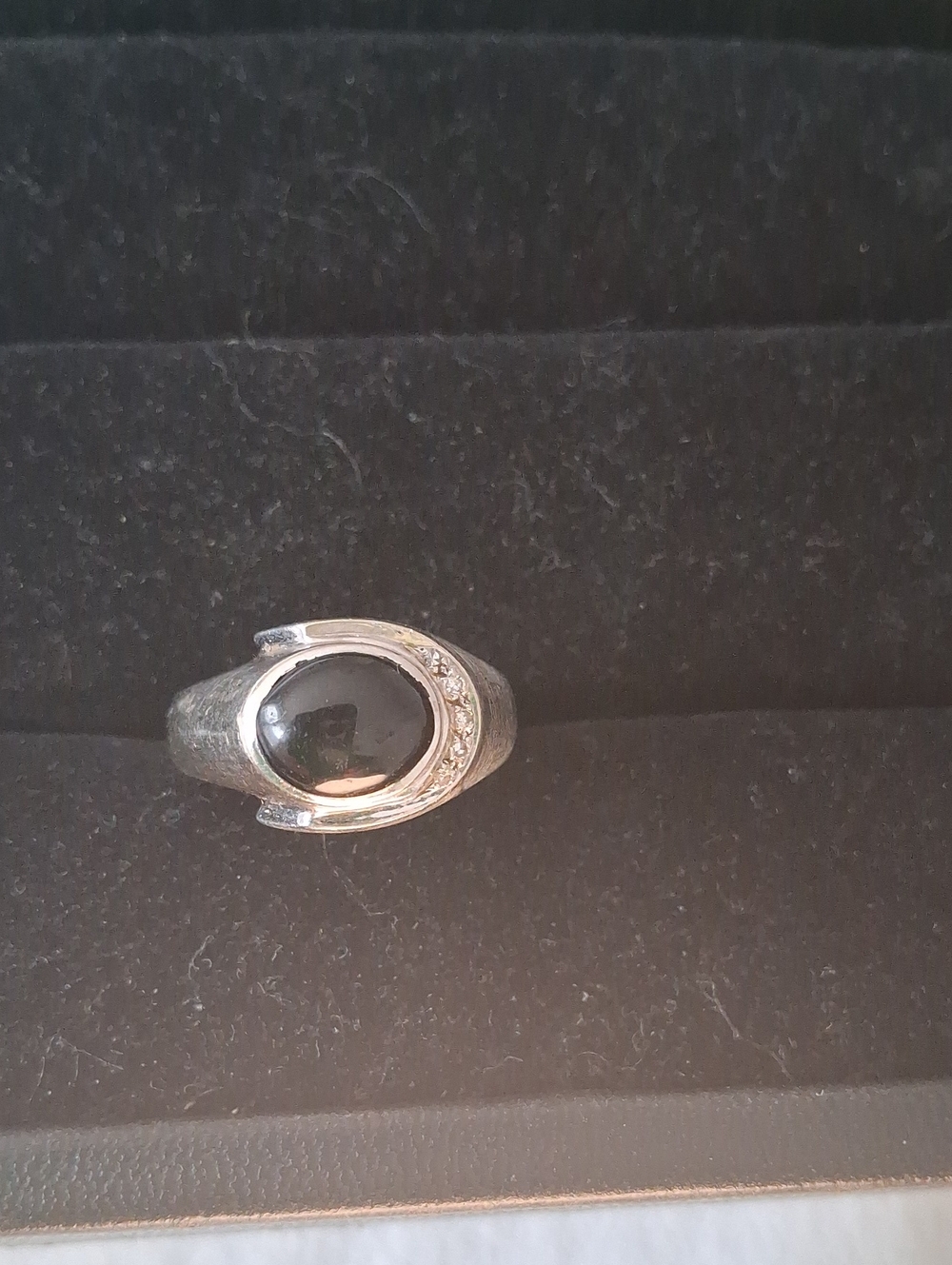 Sterling Silver Black Onyx Men's Signet Ring with Accent Stones